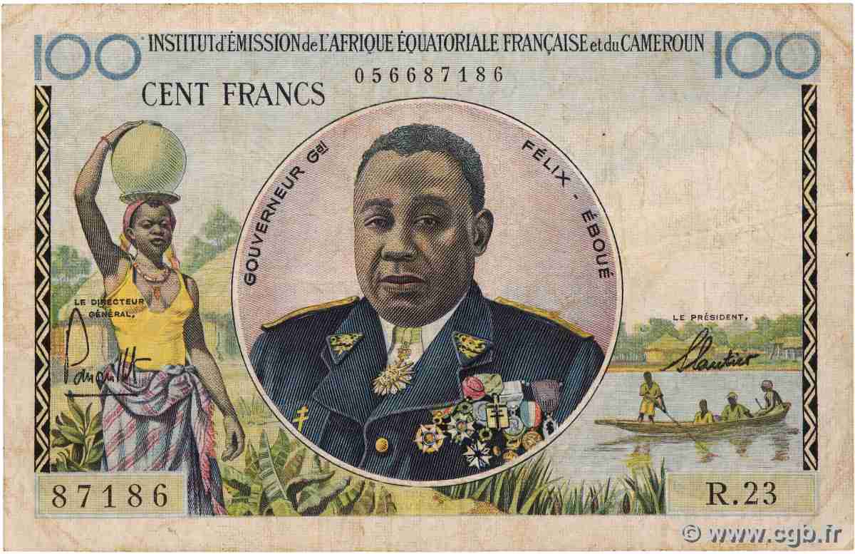 100 Francs Félix Éboué IE AFRIQUE ÉQUATORIALE FRANÇAISE 1957 A.141a S