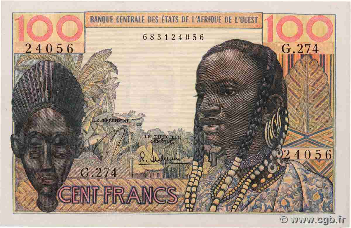 100 Francs WEST AFRIKANISCHE STAATEN 1965 P.002b fVZ
