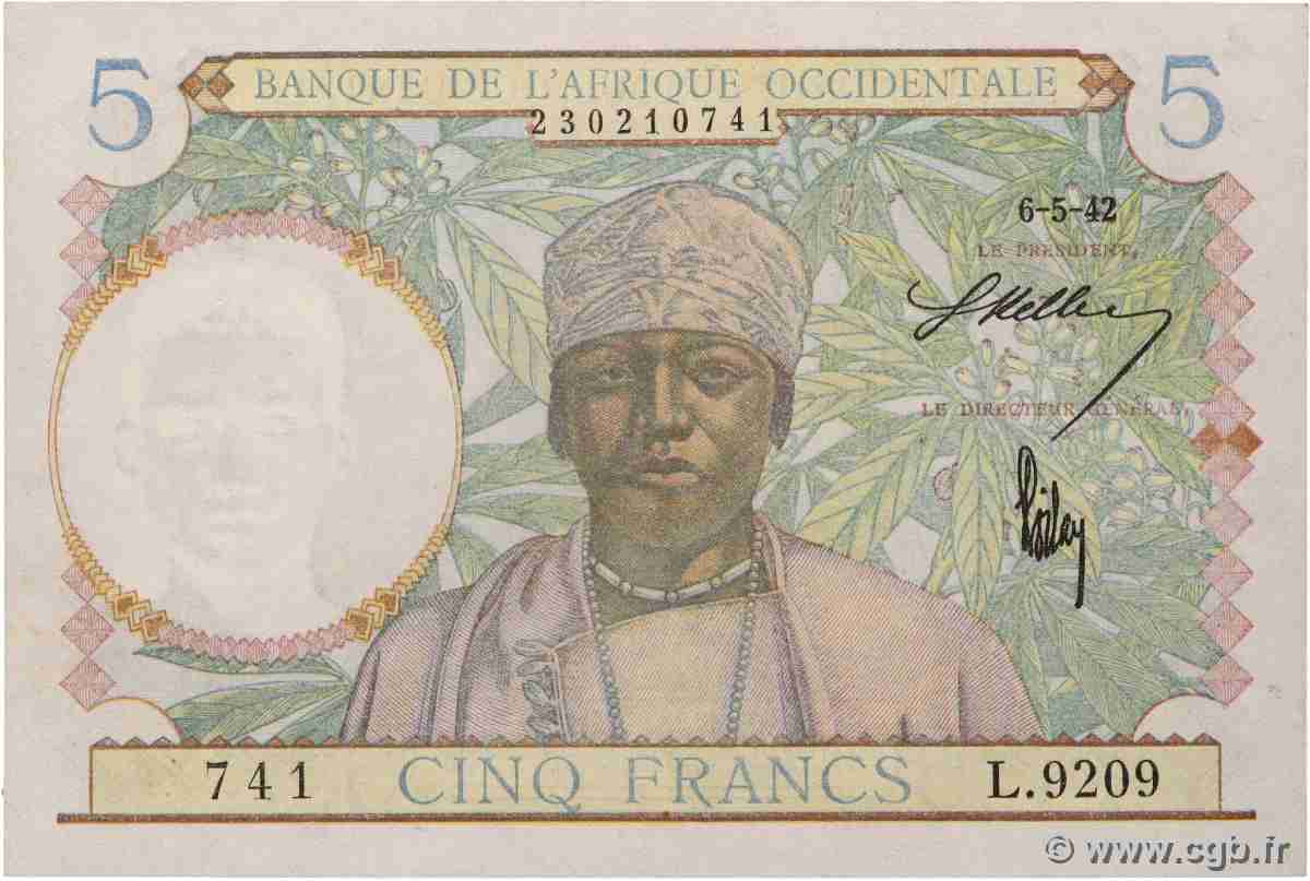 5 Francs AFRIQUE OCCIDENTALE FRANÇAISE (1895-1958) 1942 P.25 SUP