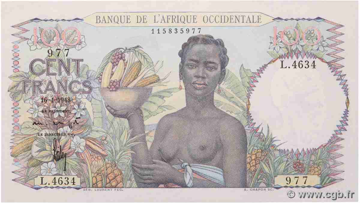 100 Francs AFRIQUE OCCIDENTALE FRANÇAISE (1895-1958) 1948 P.40 TTB