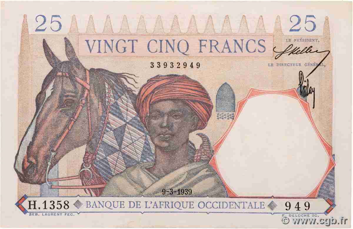 25 Francs AFRIQUE OCCIDENTALE FRANÇAISE (1895-1958) 1939 P.22 SUP