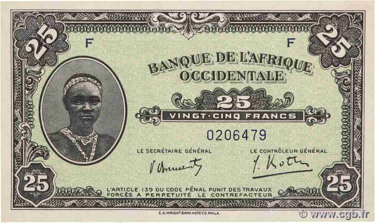 25 Francs FRENCH WEST AFRICA 1942 P.30a q.FDC