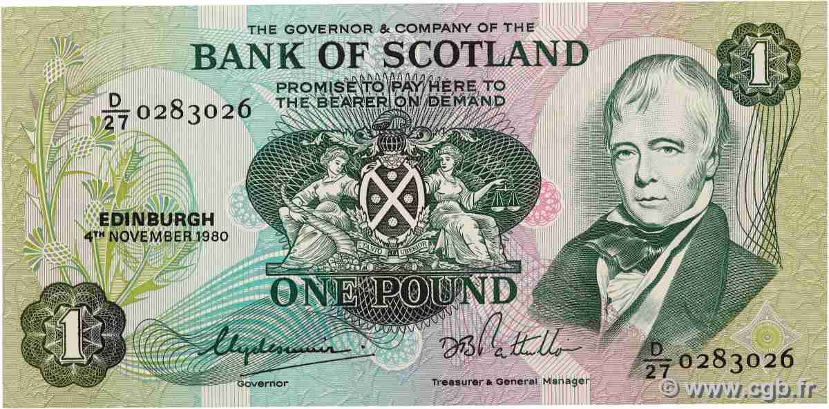 1 Pound SCOTLAND 1980 P.111d UNC-