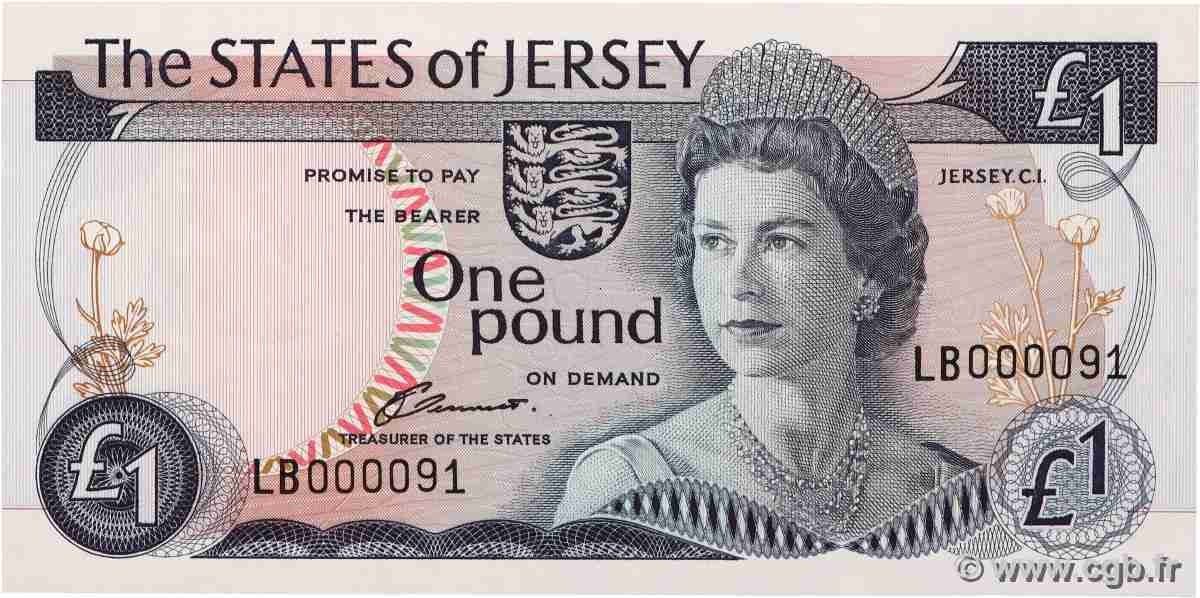 1 Pound Petit numéro JERSEY 1976 P.11a UNC