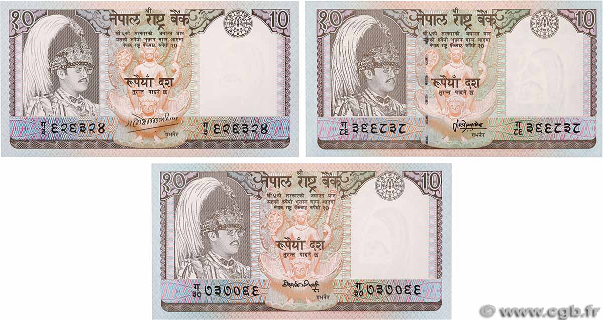 10 Rupees Lot NEPAL 2000 P.31a et P.31b ST