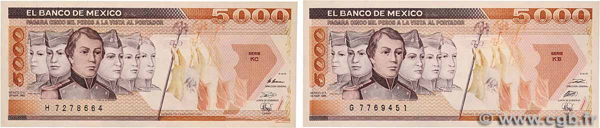 5000 Pesos Lot MEXICO 1989 P.088c fST+