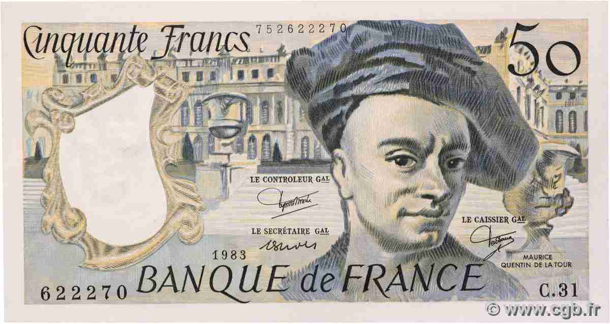 50 Francs QUENTIN DE LA TOUR FRANKREICH 1983 F.67.09 fST+