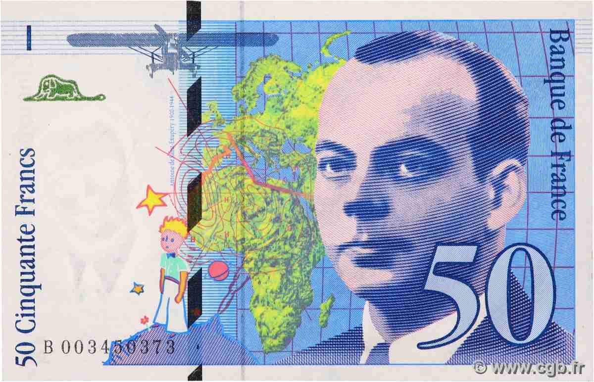 50 Francs SAINT-EXUPÉRY FRANKREICH 1992 F.72.01B VZ+