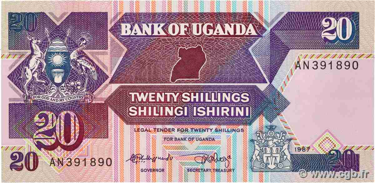 20 Shillings UGANDA 1987 P.29a ST