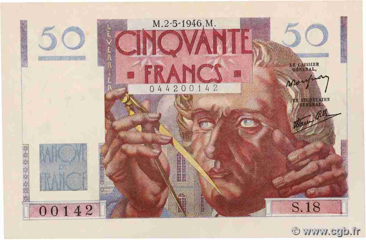 50 Francs LE VERRIER FRANKREICH 1946 F.20.03 VZ+
