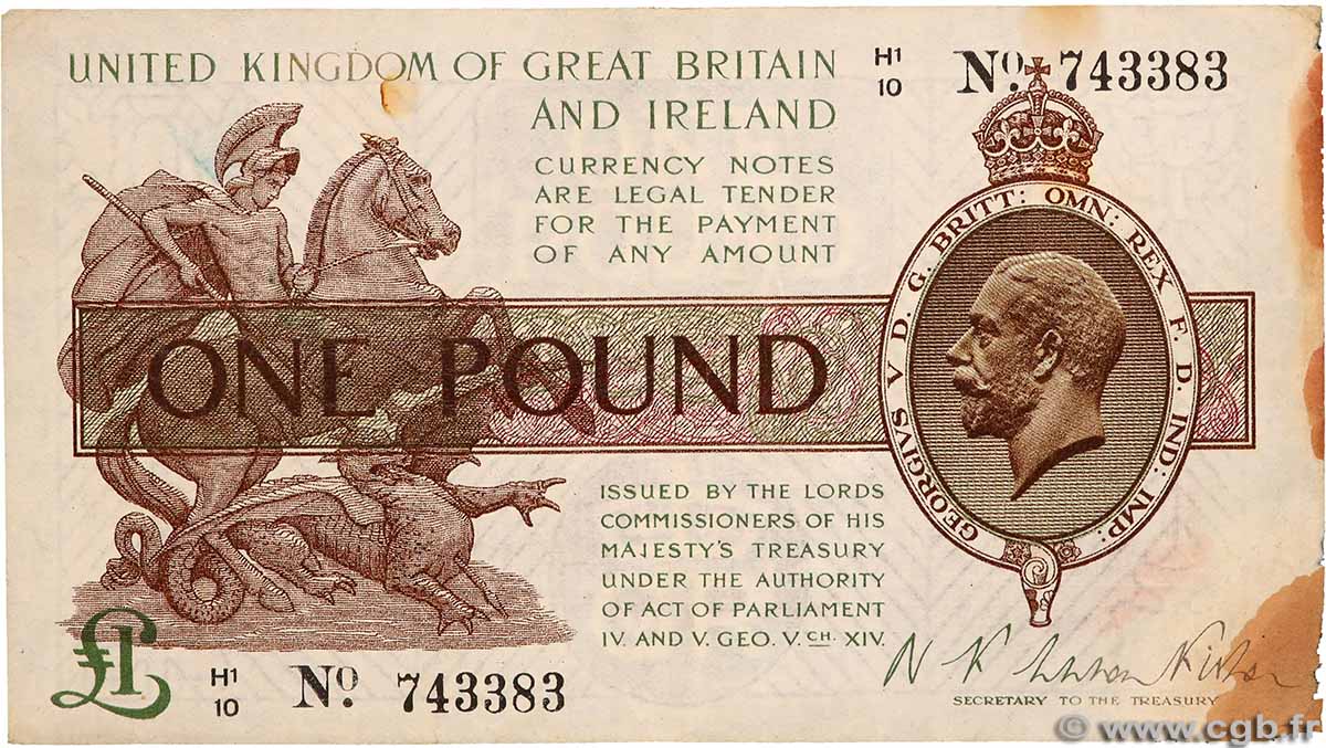 1 Pound ANGLETERRE 1928 P.359a TB+