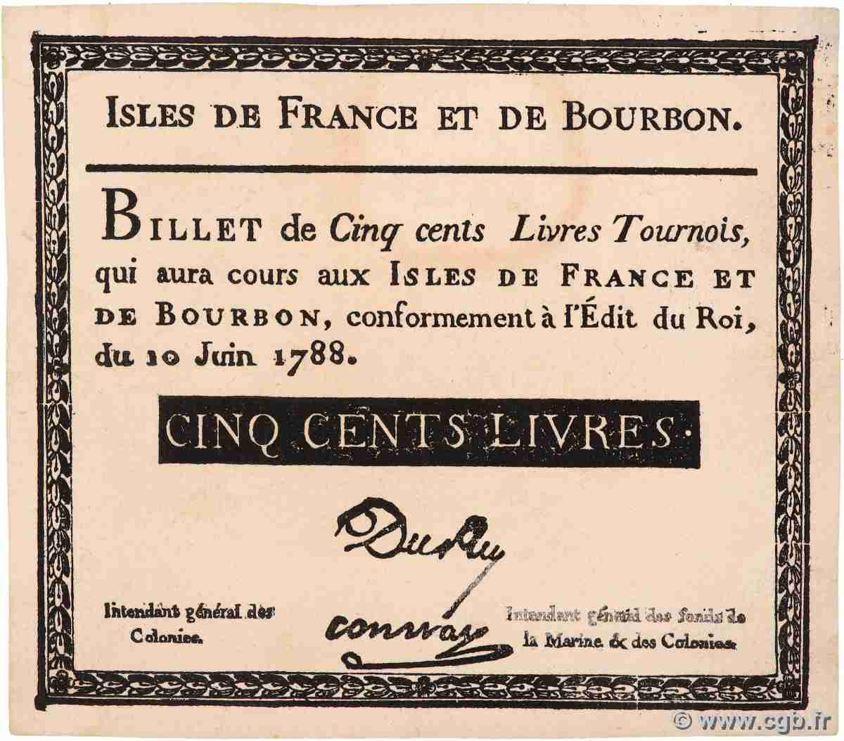 300 Livres Faux ISLES OF FRANCE AND BOURBON 1788 P.11x XF