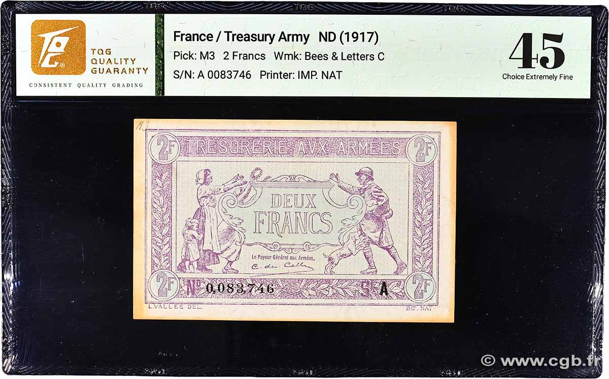 2 Francs TRÉSORERIE AUX ARMÉES FRANCE 1917 VF.05.01 SUP