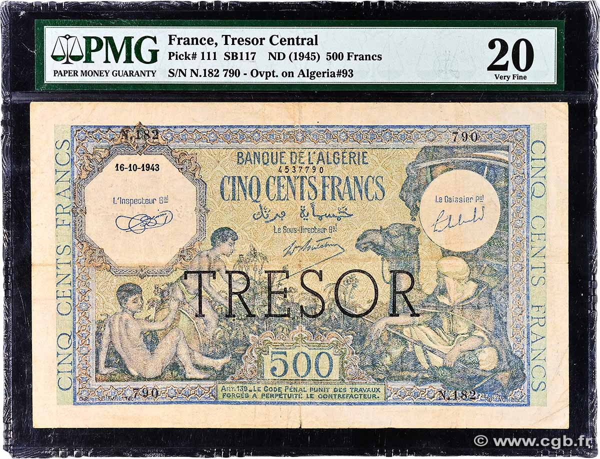 500 Francs ALGÉRIE FRANCE 1943 VF.09.01 TB