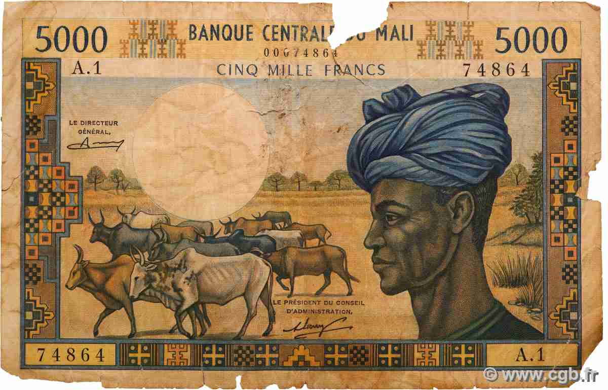 5000 Francs MALI 1973 P.14a SGE