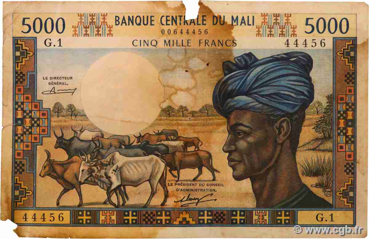 5000 Francs MALI 1973 P.14a SGE