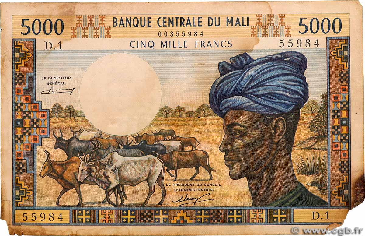 5000 Francs MALI 1973 P.14a SGE