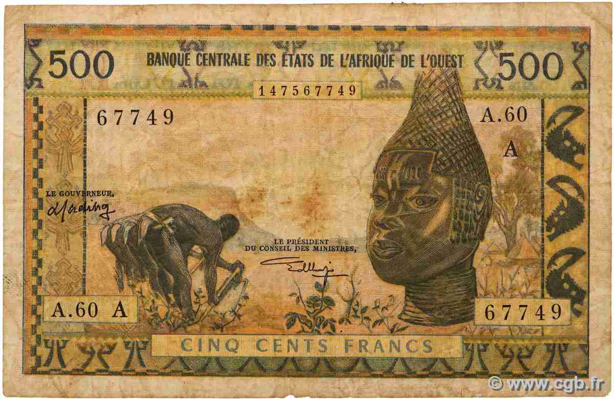 500 Francs WEST AFRIKANISCHE STAATEN 1970 P.102Ak fS