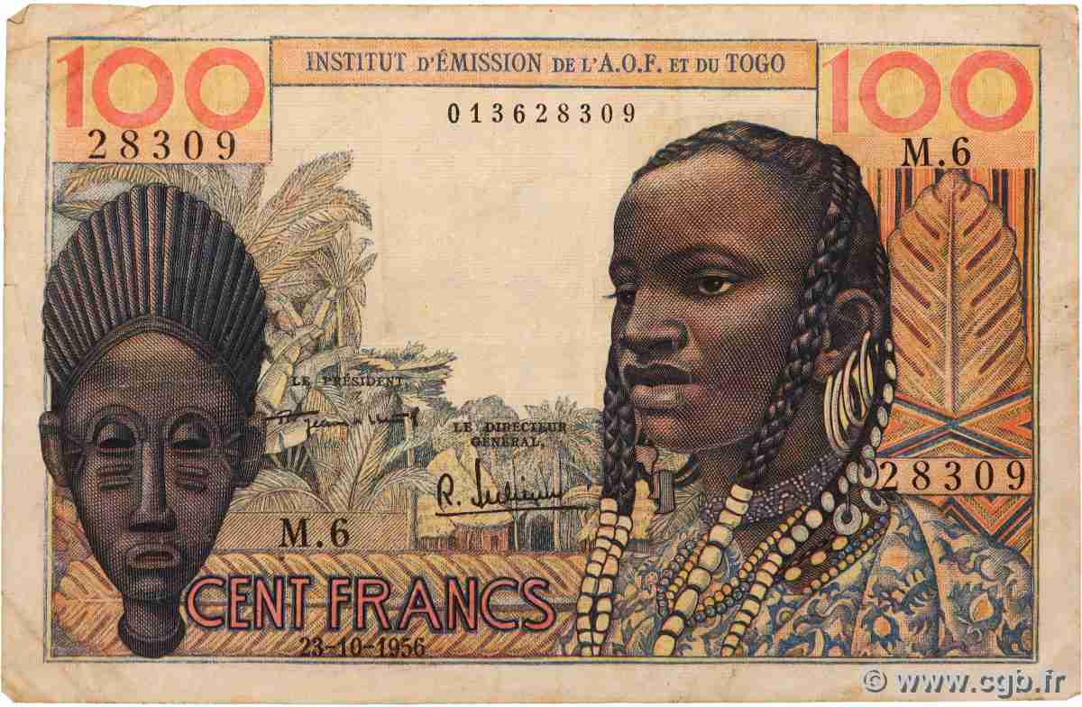100 Francs FRENCH WEST AFRICA 1956 P.46 S