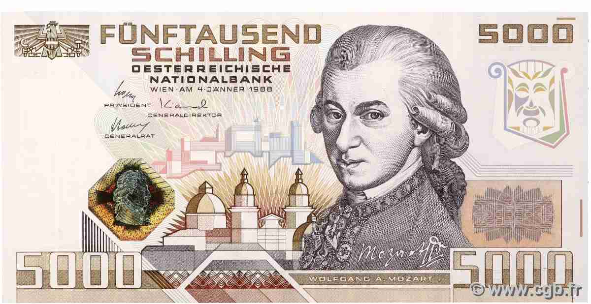 5000 Schilling AUSTRIA 1988 P.153 FDC