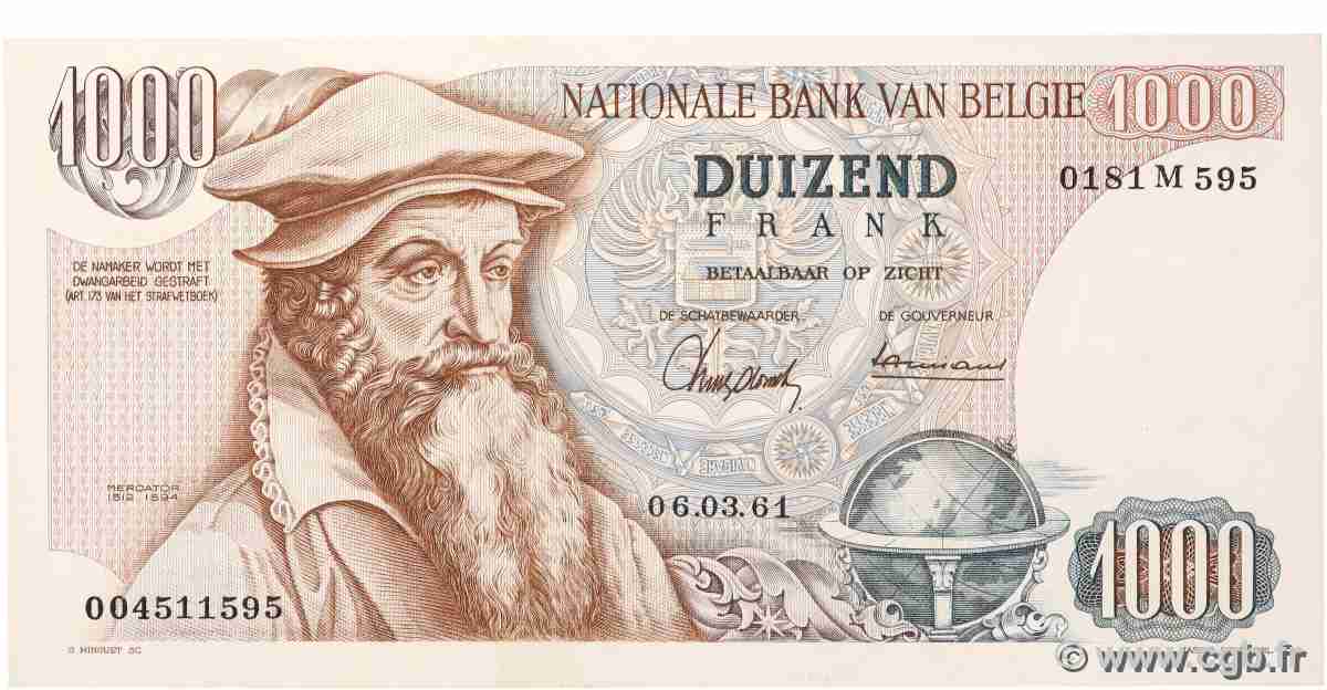1000 Francs BELGIO 1961 P.136a q.FDC