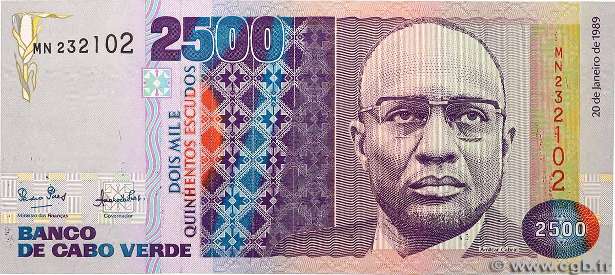 2500 Escudos CAPE VERDE 1989 P.61a UNC