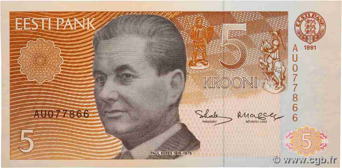 5 Krooni ESTONIA 1991 P.71a UNC-