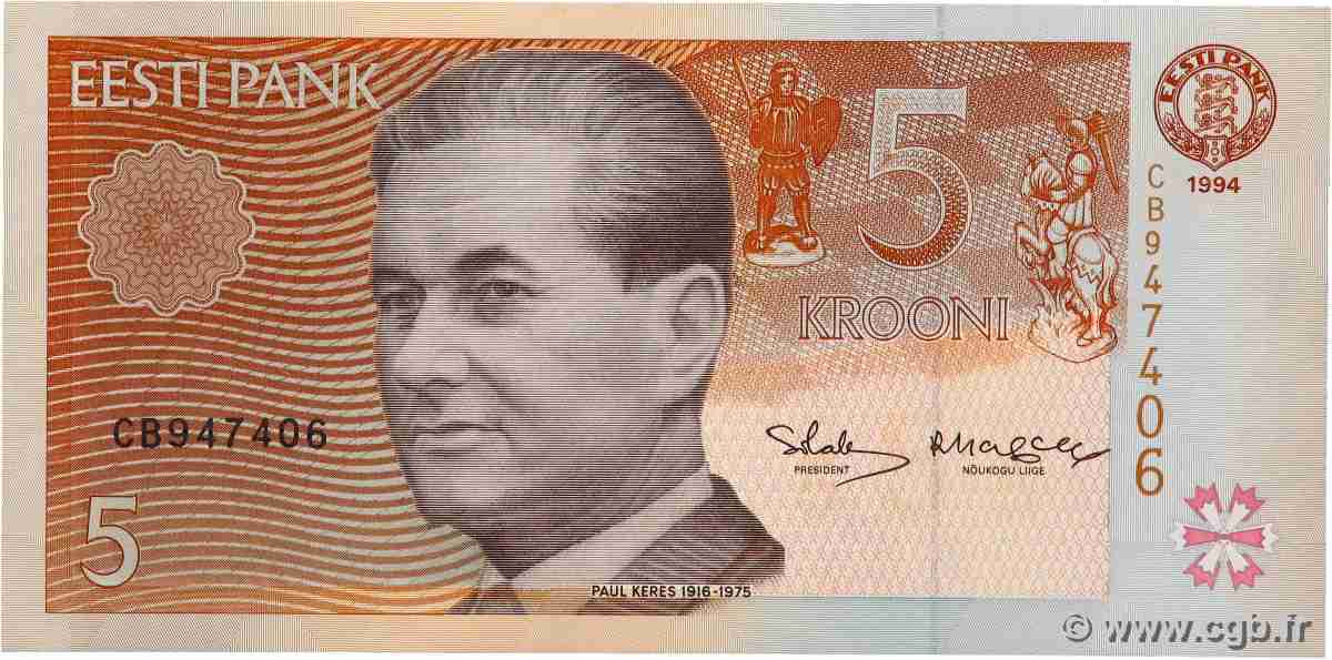 5 Krooni ESTONIA 1994 P.76a VF+