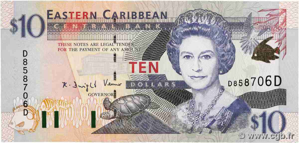 10 Dollars CARIBBEAN 2000 P.38d UNC