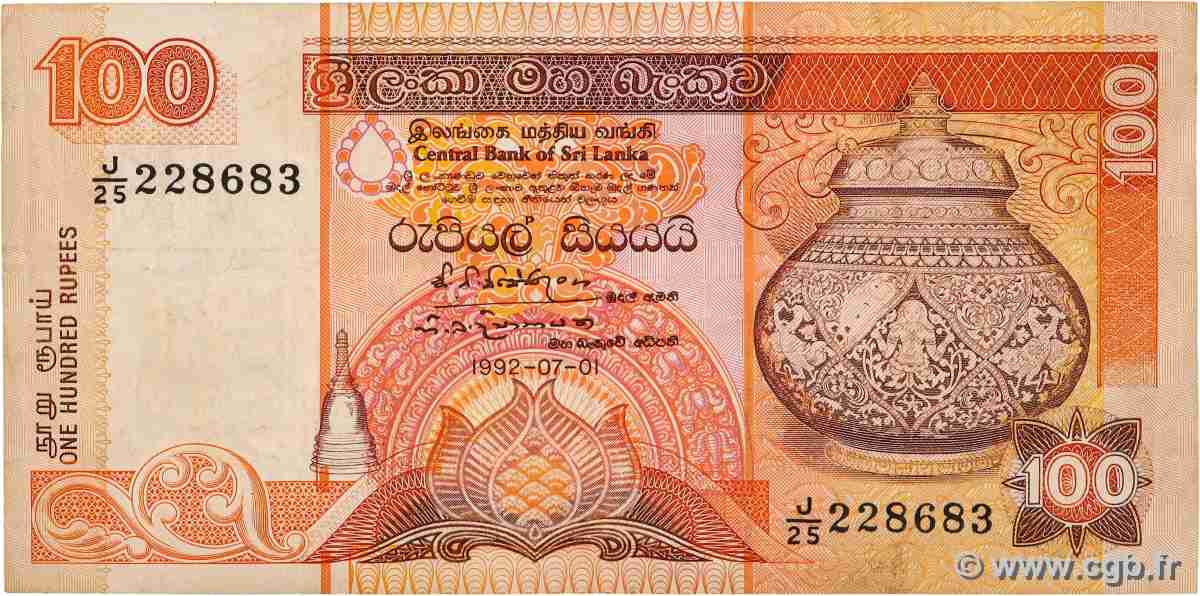 100 Rupees SRI LANKA 1992 P.105a TB