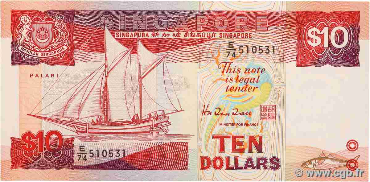 10 Dollars SINGAPORE 1988 P.20 SPL