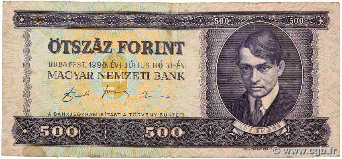 500 Forint HONGRIE 1990 P.175a B+