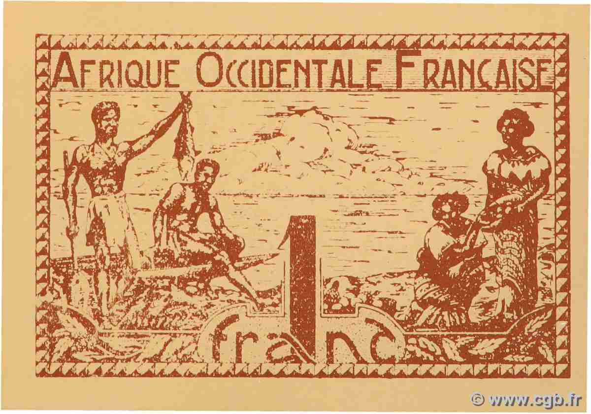 1 Franc FRENCH WEST AFRICA 1944 P.34b SC+