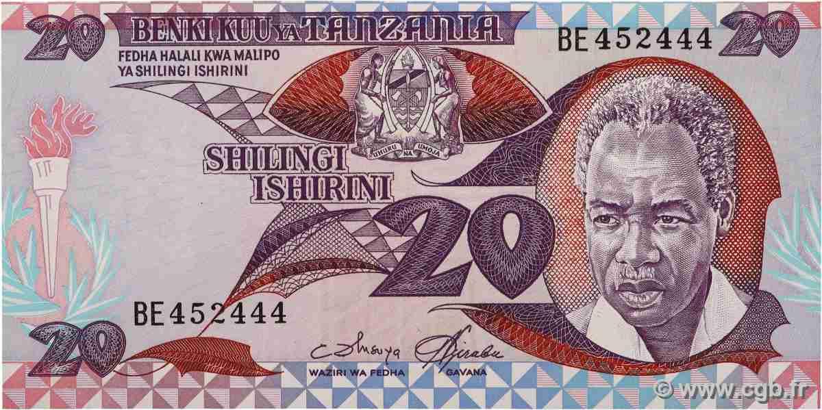 20 Shilingi TANZANIE 1986 P.09 pr.NEUF