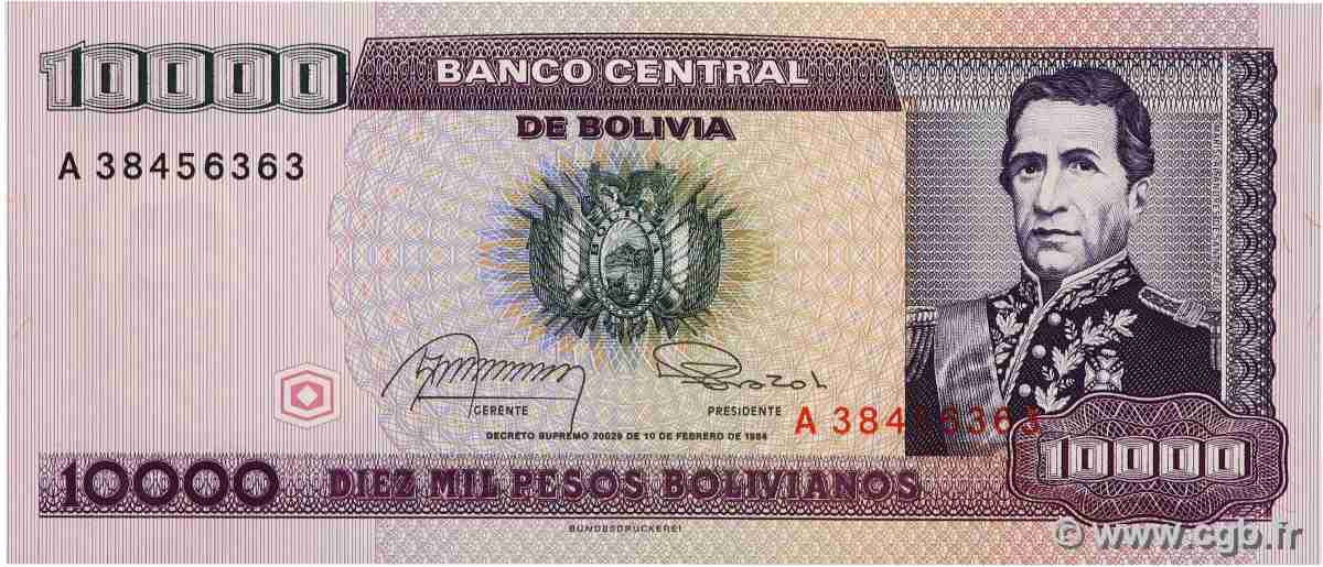 10000 Pesos Bolivianos BOLIVIA 1984 P.169a UNC-