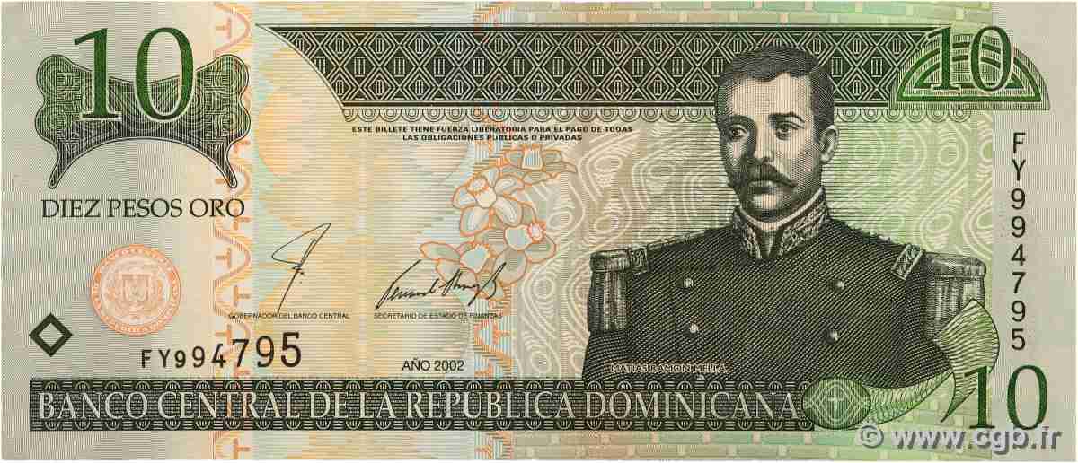 10 Pesos Oro RÉPUBLIQUE DOMINICAINE 2002 P.168b pr.SUP