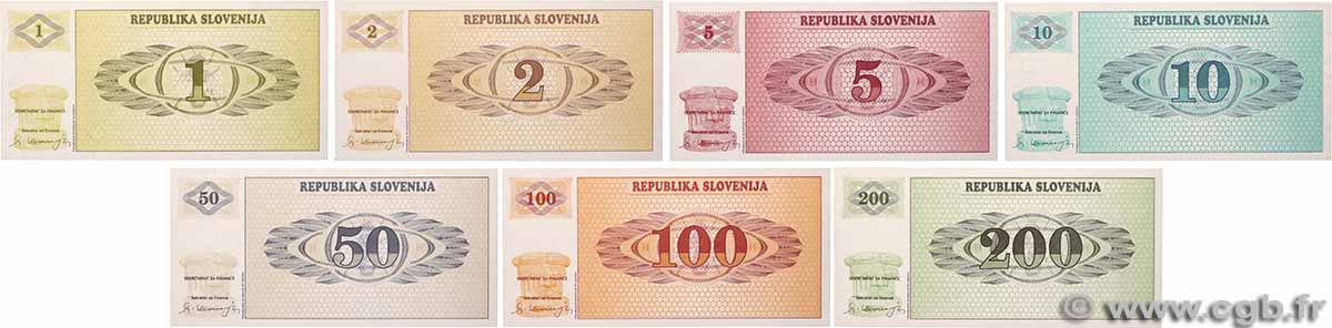 1 au 200 Tolarjev Lot SLOVENIA 1990 P.01a au P.07a UNC