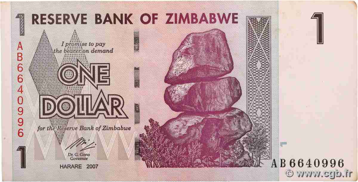 1 Dollar ZIMBABWE 2007 P.65 SPL+