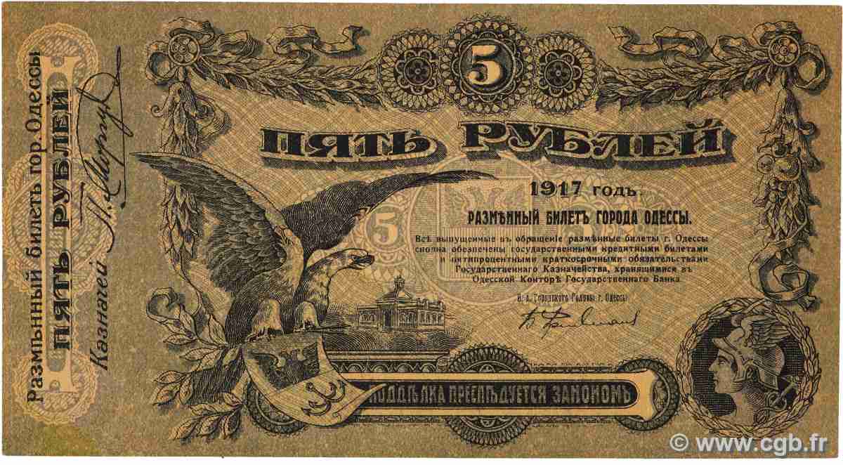 5 Roubles RUSSLAND Odessa 1917 PS.0335 VZ+