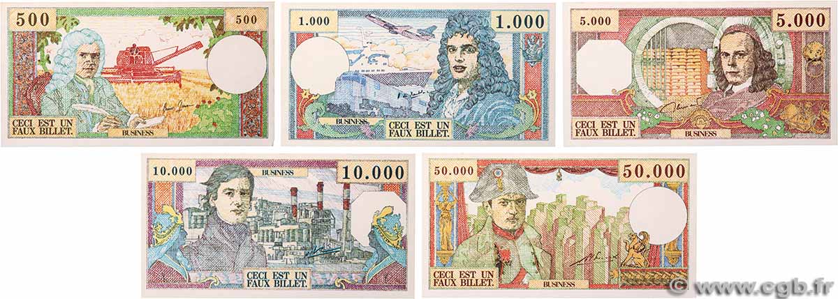 500 à 50000 Francs Lot FRANCE regionalism and various 1976 F.- UNC
