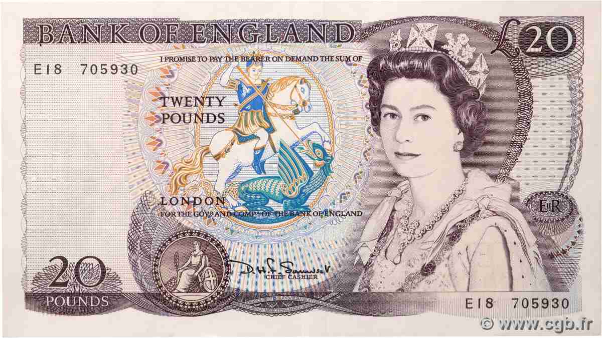 20 Pounds ENGLAND 1984 P.380d XF