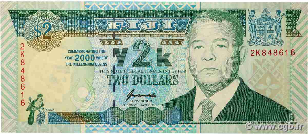 2 Dollars Commémoratif FIJI 2000 P.102 AU+