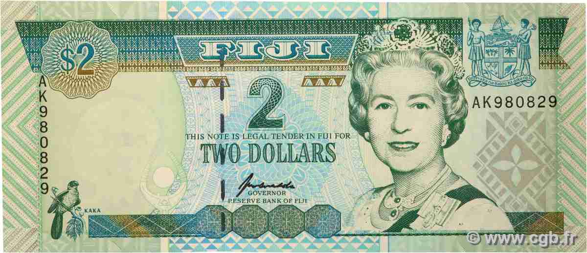 2 Dollars FIJI 1996 P.096b UNC