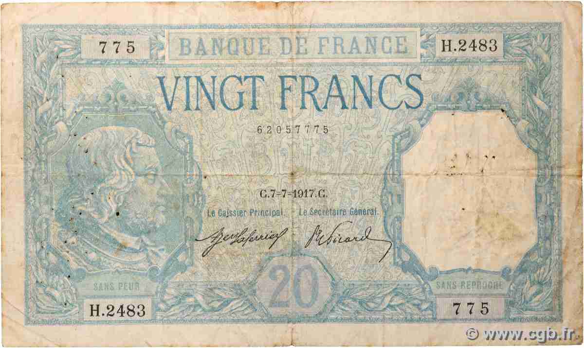 20 Francs BAYARD FRANCE 1917 F.11.02 F