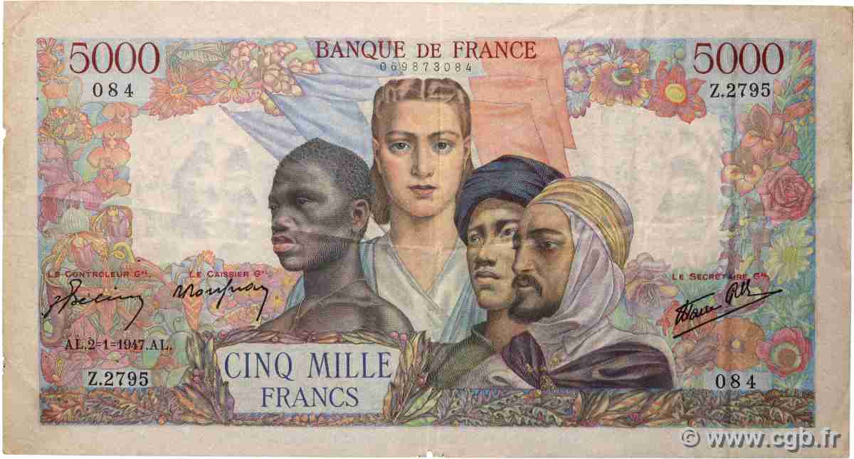 5000 Francs EMPIRE FRANÇAIS FRANCE 1947 F.47.57 F+