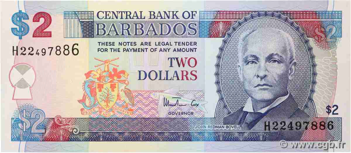 2 Dollars BARBADOS 1999 P.54b UNC-