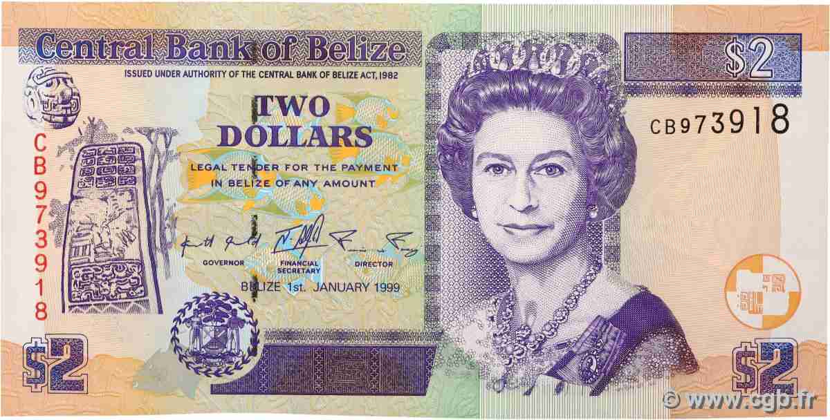 2 Dollars BELIZE 1999 P.60a pr.NEUF