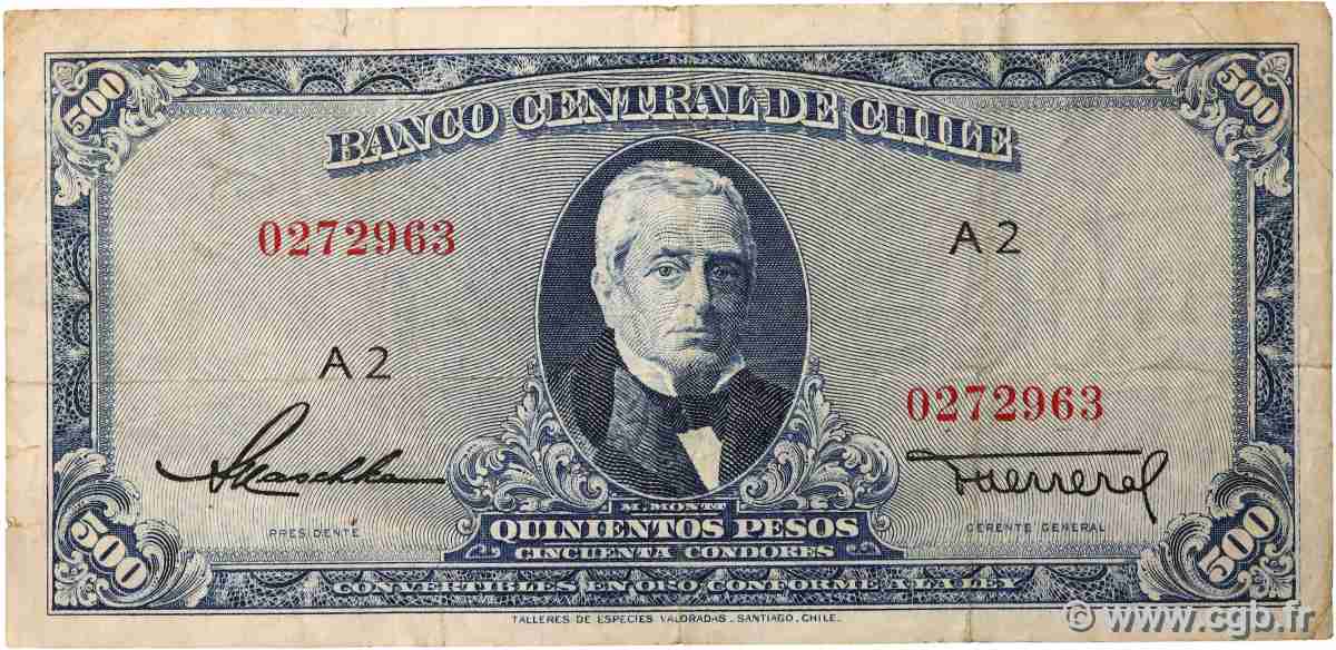 500 Pesos - 50 Condores CHILE 1947 P.115 F+