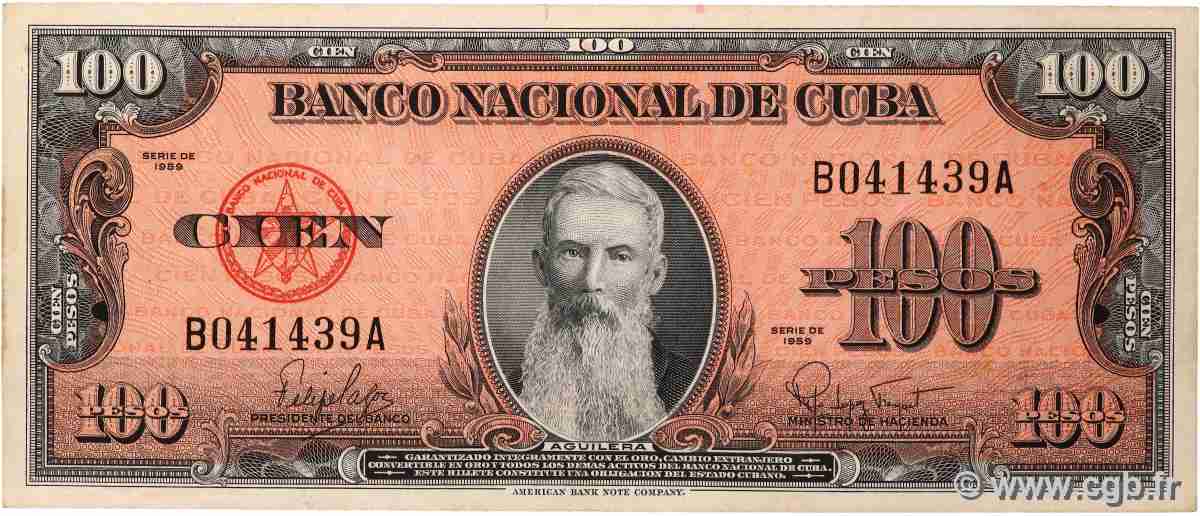 100 Pesos CUBA 1959 P.093a VF+