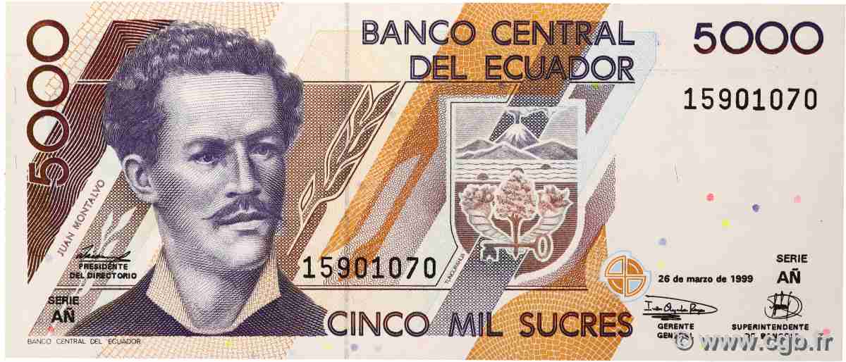 5000 Sucres ECUADOR 1999 P.128c UNC